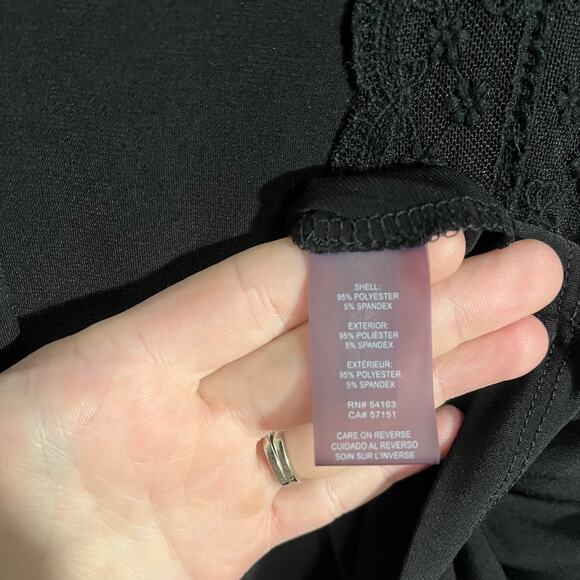 Karl Langerfeld Black Lace Bell Sleeve Long Sleeve V-Neck Blouse - Size Medium - Picture 6 of 7